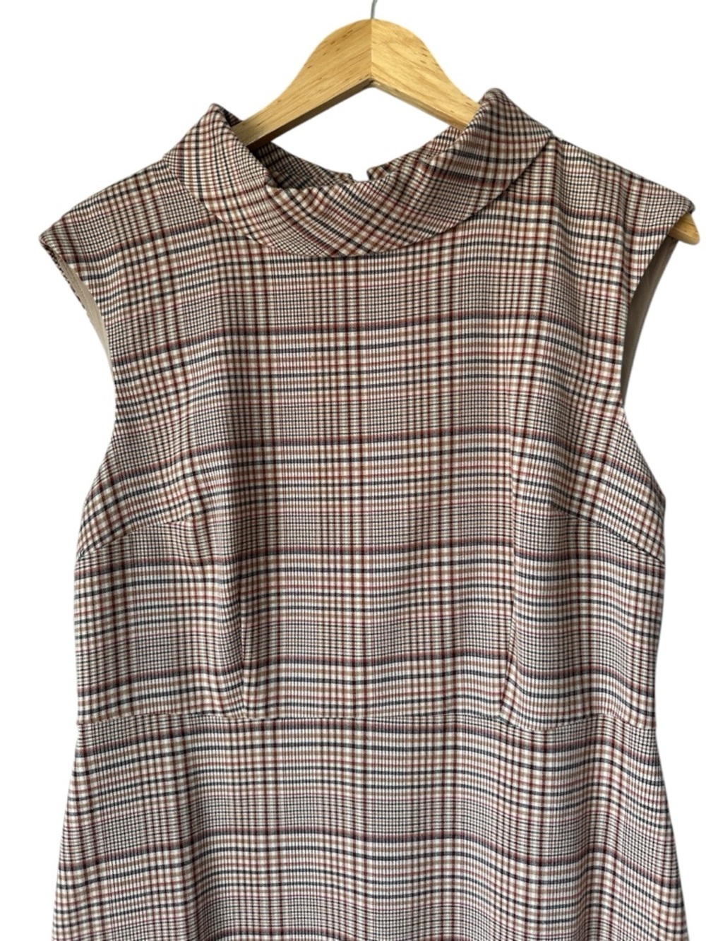 Ann Taylor Sleeveless Plaid Mock Neck Sheath Dress, Size 8  - Picture 4 of 14